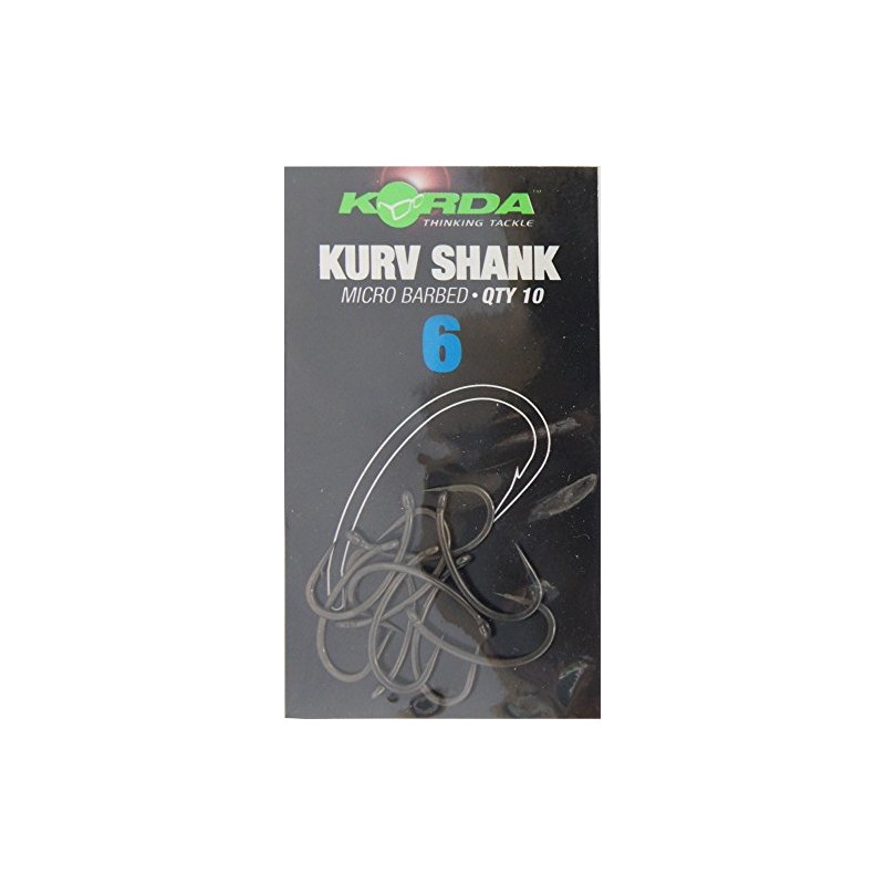 Korda Kurv Shank Barbed Hooks: 6