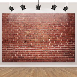 7x5 Ft Brick Wall Party Backdrop，Polyester Fabric Red Brick Sign Photo Backdrops Background for Holiday Party Wedding Graduation Home Decoration Photo Booth Prop Banner