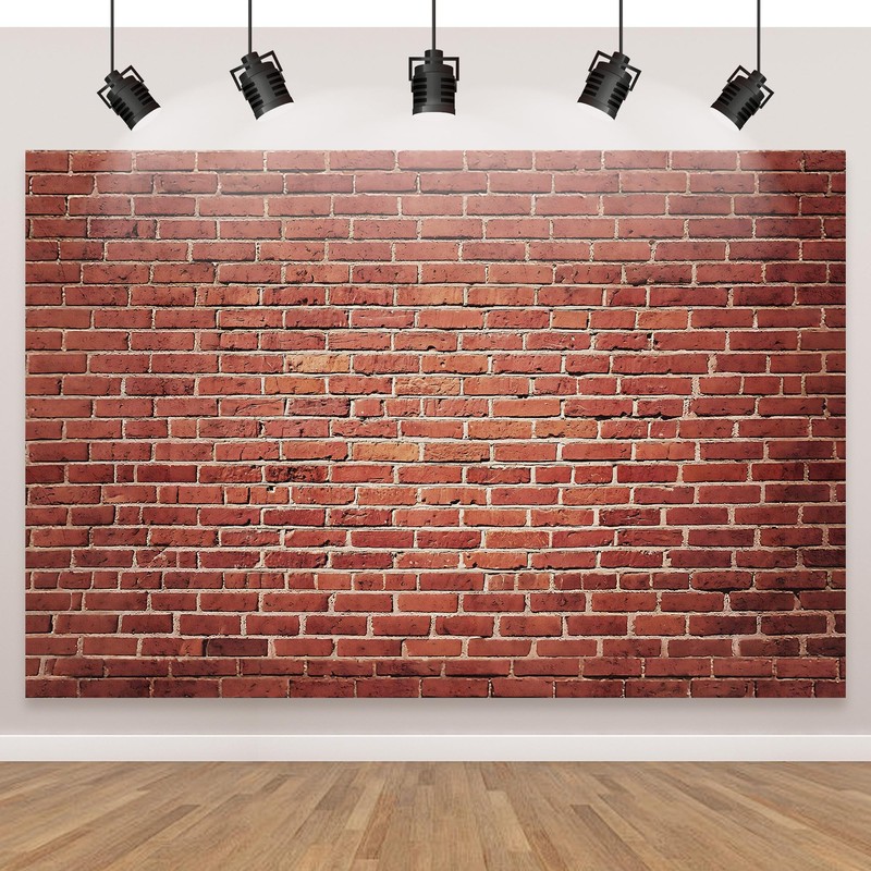 7x5 Ft Brick Wall Party Backdrop，Polyester Fabric Red Brick Sign