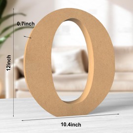 Aruatu 12 Inch Balsa Wooden Letters Unfinished Wood Letters for Wall Decor Decorative Standing Letters Large Letters for Wall Decoration for Craft Home Party Projects (O)