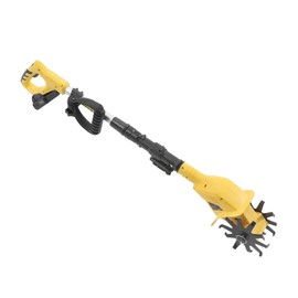 Cordless Tiller Cultivator, Electric Tiller Garden Cultivator, 250rpm 3.9inch Powered Hand-Held Tiller Cultivator Extendable Pole for Lawn, Yard, Soil Cultivation, Yellow