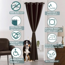 XTMYI Screen Door Covering for Privacy,Sliding Cover Curtain for Bookcase,Fabric Curtains Shade for Doorway,42 by 80 Inch Length,1 Panel,Wood Dark Brown