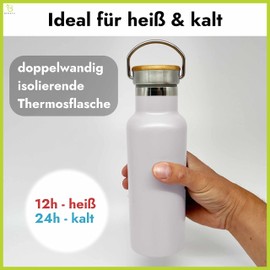 beneyu ® Sustainable Stainless Steel Thermal Water Bottle, Food-Safe and Leak-Proof Drinking Bottle, 500 ml for Everyday Use, Yoga or Your Outdoor Adventure, BPA-Free