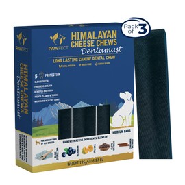 Dentamust Himalayan Cheese Chews for Dogs - Blueberry, Superfoods | Long Lasting, All Natural | Grain-Free | Rawhide-Free | Healthy Dog Treats for Medium Dogs | Antioxidant Rich (6.8oz, Pack of 3)