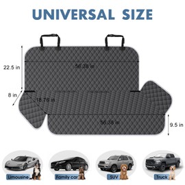 NECKORY Backseat Cover for Dogs, Waterproof and Non-Slip Pet Bench Seat Covers, Car Seat Protector for Back Seat, Universal Size Rear Car Seat Cover Fits Cars, Trucks and SUVs, Charcoal Grey&Grey