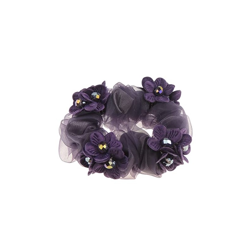 Ladies Girls Chiffon Beaded Floral Elastic Tie (No Flower Baby