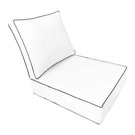 Prolinemax |Cover ONLY| Outdoor Contrast Piped Trim Large Deep Seat Back Pillow Cover AD106