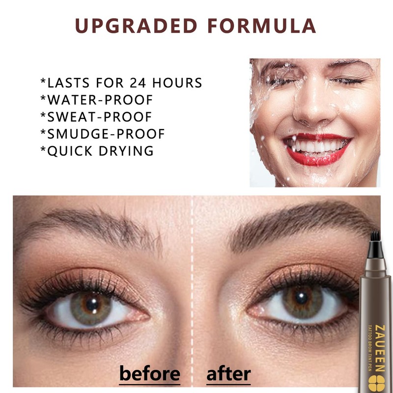 Tattoo Eyebrow Pen, Microblading Fork Tip Brow Pencil, Waterproof, Smudge-Proof,