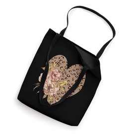 Vintage Boho-Style Watercolor Flowers Leopard Prints Heart Tote Bag