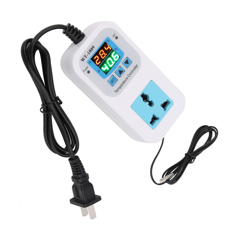 Temperature Controller Digital Dual Display Electronic Control Socket 10A WT‑1009