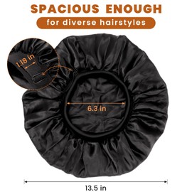 Adjustable Sleeping Silk Bonnet,Double Layer Hair Bonnet,Large Satin Bonnets for Women Men Dreadlocks Braids Curly Hair Shower