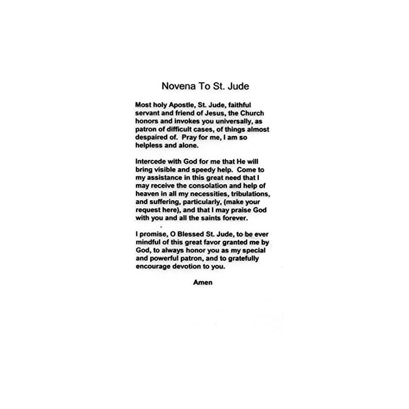 Novena to St. Jude N holy card - laminated -