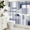 Yeele Navy Blue Geometric Line Art Shower Curtain, Modern Abstract