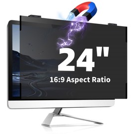 JEAPKA Magnetic Computer Privacy Screen 24 Inch, Removable Hanging Privacy Screen Shield for Frameless Monitor 16:9 Widescreen, Anti Blue Light Privacy Filter, Anti-Glare Protector