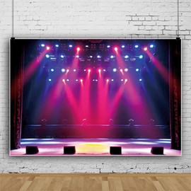 Stage Concert Backdrop-Photo Background-Leowefowa Vinyl 8x6ft Lighting Nightclub Musical Hall Club Background Performance Stage Birthday Party Decor Banner Backdrop Photo Studio Props