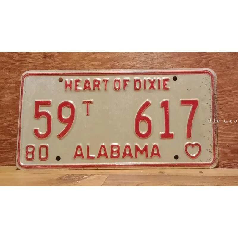 1980 ALABAMA License Plate Heart of Dixie antique vintage auto