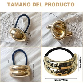 Wzenclave 8Cinturones Depelo Metálico,Cinturones de Pelo Metálico Elástico Geométrico Dorado CinturonesdetemPeramento Retro, Cinturones de Pelo de Cola de Caballopara Accesorios de Cabello Femenino