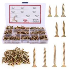 Screws Set, 360 Pieces Wood Screws, Self-Tapping Screws with Countersunk Head, Countersunk Screws Set with Storage Box for DIY Project, Repair