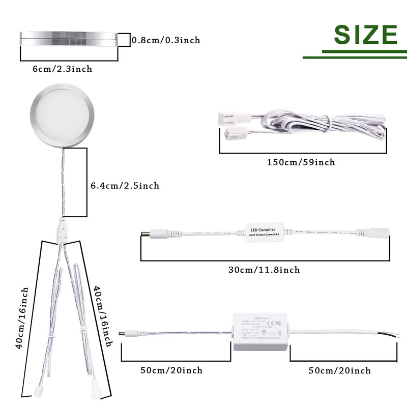 AIBOO Linkable Under Cabinet LED Lighting 12V Dimmable Puck Lights