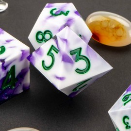 D&D Dice Set, KERWELLSI Dungeons and Dragons Dice, Handmade RPG Dice Set, DND Dice Set Resin Sharp Edged Dice Role Playing Game Polyhedral Dice Set with Cool Box