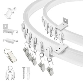 TOKPLNU Flexible Bendable Curtain Track Ceiling Wall Mount 14Ft Curved Sliding Ceiling Track Set Room Divider Curtain Rail Track System for RV Bay Window