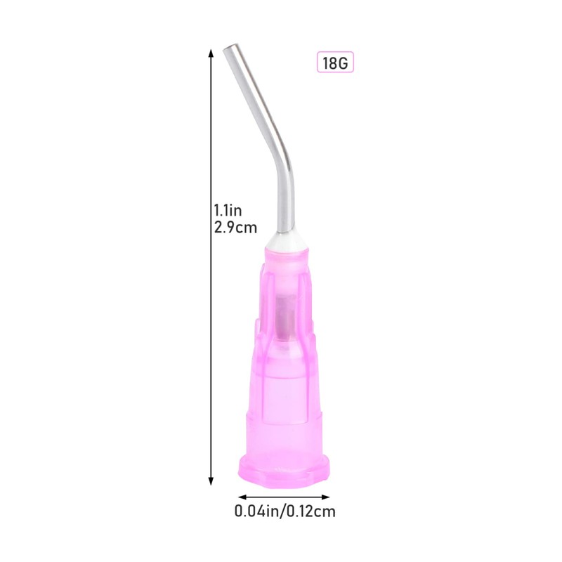 Elbow Blunt Tip Dispensing Needle: 100PCS 18G Dental Pre- Bent
