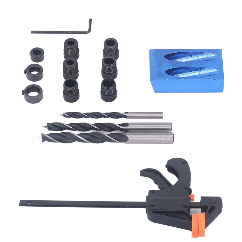 15Pcs Pocket Hole Jig 15° Aluminum Alloy Inclined Hole Drilling