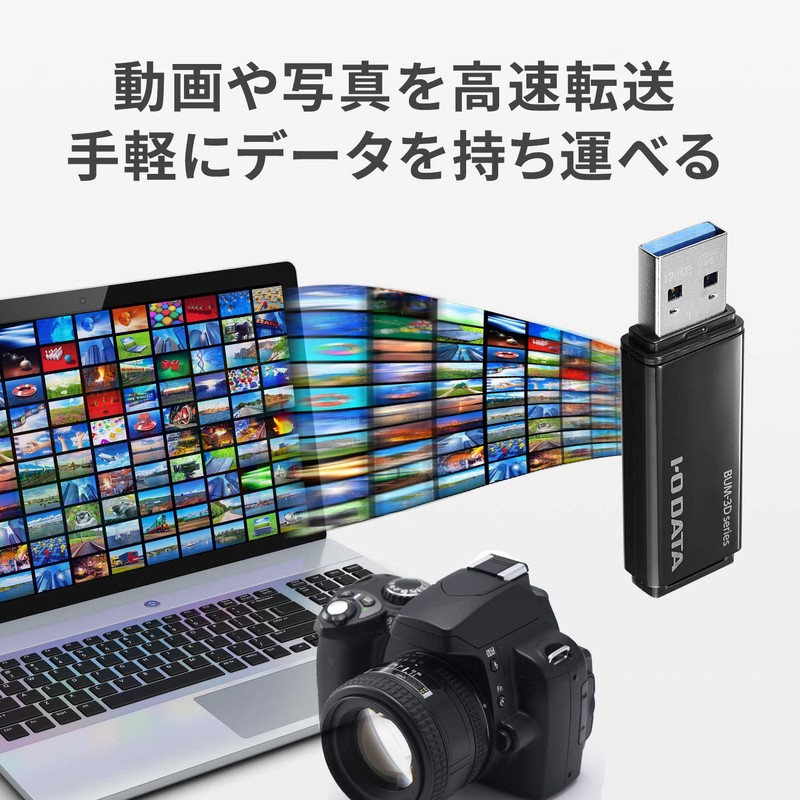 IODATA BUM-3D256G/K 256GB USB Memory, Supports USB 3.2 Gen 1