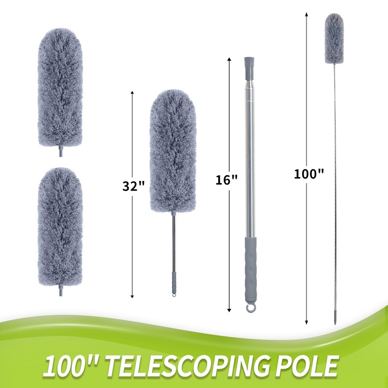 IVYROLL Duster with Extension Pole for Cleaning (2 Microfiber Heads