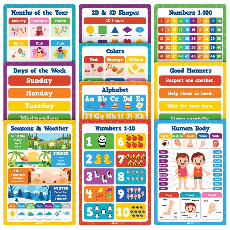 Classroom Educational Posters - 20pcs 16” x 11” - Teacher
