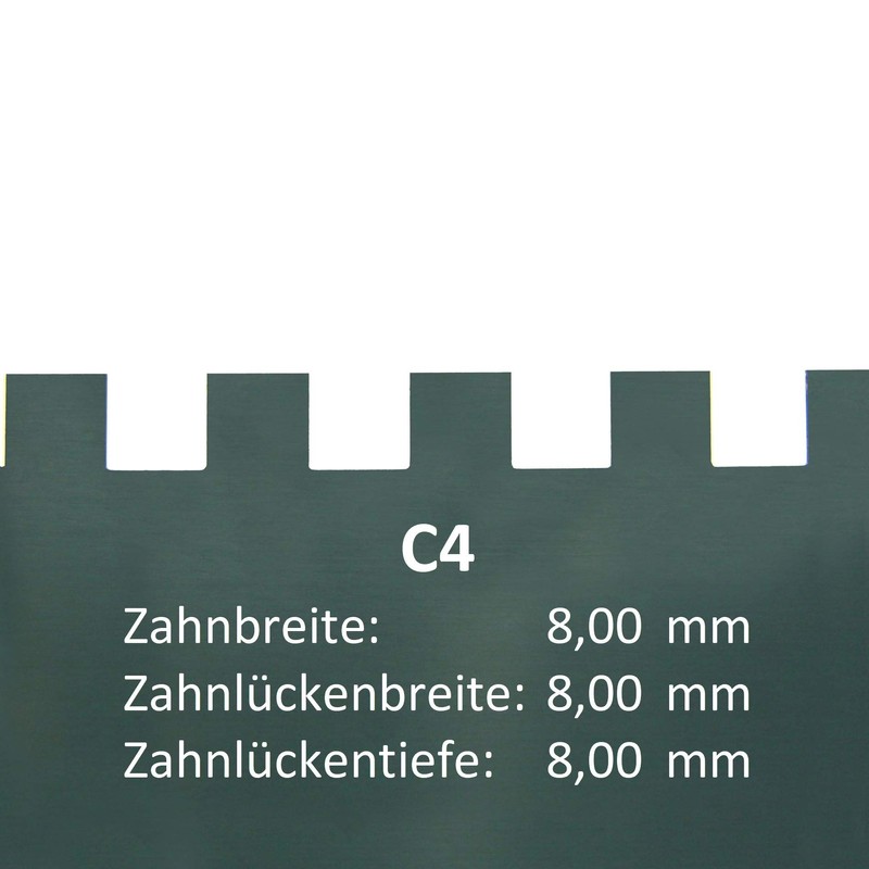 Glue application spatula according to TBK 180/250 mm, serrated, non-serrated,