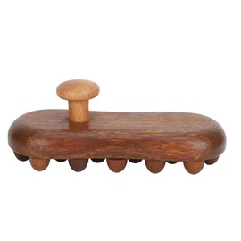 Lymphatic Drainage Cellulite Massager Sandalwood 16 Beads Portable Manual Wooden Massage Brush for Neck Abdomen Legs