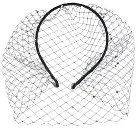 Ling & Bai Black Veil Headband Vintage 1920s Mesh Veil Headpiece Wedding Tea Party Fascinator Hat for Women Girls (Black, One Size)