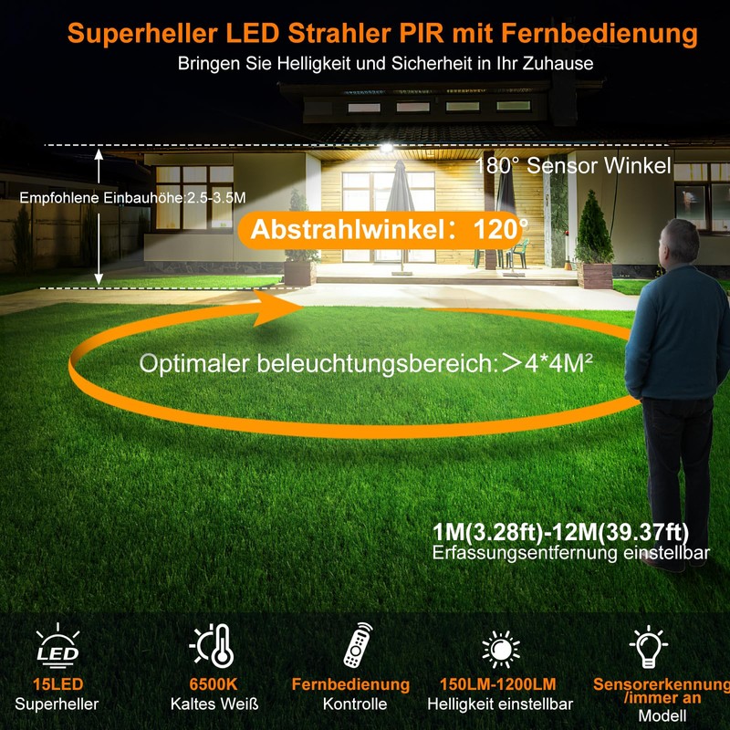 MEIKEE 15 W LED Spotlight with Remote Control, 150-1200 Lumens,