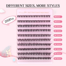 Parriparri Eyelash Extensions, 200 Pieces, Individual Lash Extension, 30D C Curl, Individual Artificial Eyelash Clusters, Individual Eyelash Extensions at Home