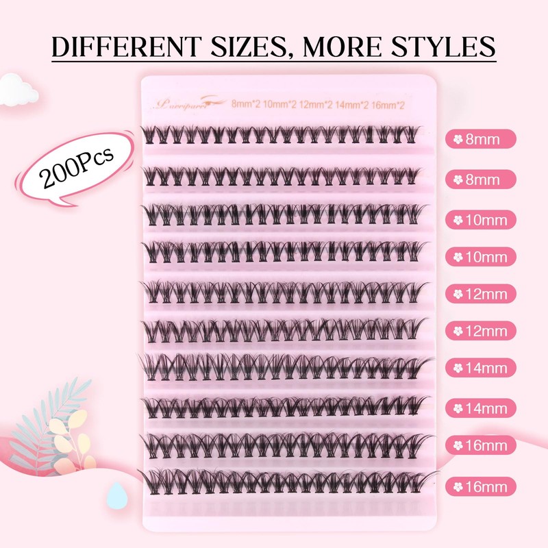 Parriparri Eyelash Extensions, 200 Pieces, Individual Lash Extension, 30D C