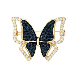 EMEGCY Gold Butterfly Brooches for Women Vintage Rhinestone Butterfly Brooch Pin Gold Plated Double-Layer Lapel Pin Jewelry Gift for Mom Wife