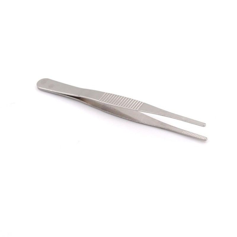 (1Pc) 100mm Stainless Steel Tweezers with Curved Serrated Tip Set,
