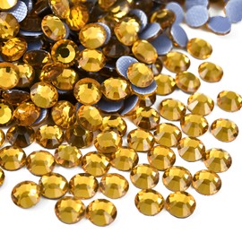 Jollin 2880pcs Hotfix Crystal Flat Back Rhinestones Glass Diamonds for Crafts Crafts Decorations Clothes Shoes 4.8mm SS20 Topaz
