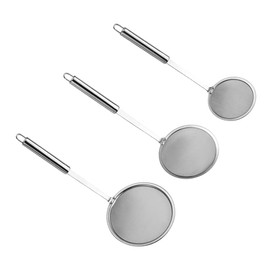 3 Pieces Strainer Skimmer, Strainer Skimmer Spoon, Stainless Steel Fine Mesh Skimmer Spoon, Oil Filter Colander Spoon, Three Specifications, for Filter Skims Fat Scum