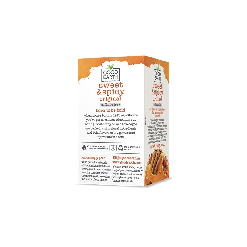 Organic Sweet & Spicy Herbal Caffeine Free Good Earth Teas