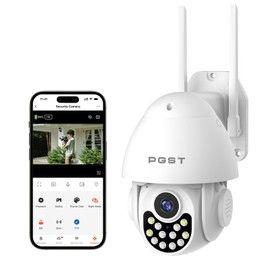 PGST Outdoor Surveillance Camera Surveillance Camera 2.4 GHz WiFi IP Camera Outdoor Camera Cable 360° PTZ Video Surveillance Outdoor Camera Dome Home Kit with Automatic Tracking