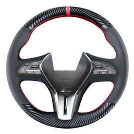 Kivnto DIY Carbon Fiber Steering Wheel Covers for Infiniti Q60 2017-2022 / Q50 2018-2024 / QX50 2019-2024 / QX55 2022-2024 15 inches Stitching Leather Interior Accessories