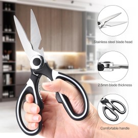 Premium Heavy Duty Multi-Function Kitchen Shears, Ultra Sharp Stainless Steel, for Chicken/Poultry/Fish/Meat/Vegetables/Herbs/BBQ