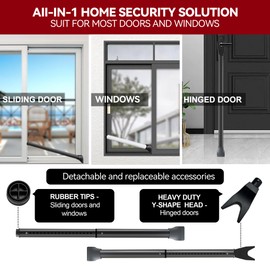 AceMining Upgraded Door Security Bar & Sliding Patio Bar, Heavy Duty Stoppers Adjustable Jammer for Home, Apartment, Travel (1 Pack,Black)