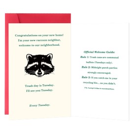 IDU New Home Card for Men Women，House Warming Gifts New Home for Couple Friend Coworker，Neighbor Welcome Card, Housewarming Gifts with Funny Raccoon Neighbor Design