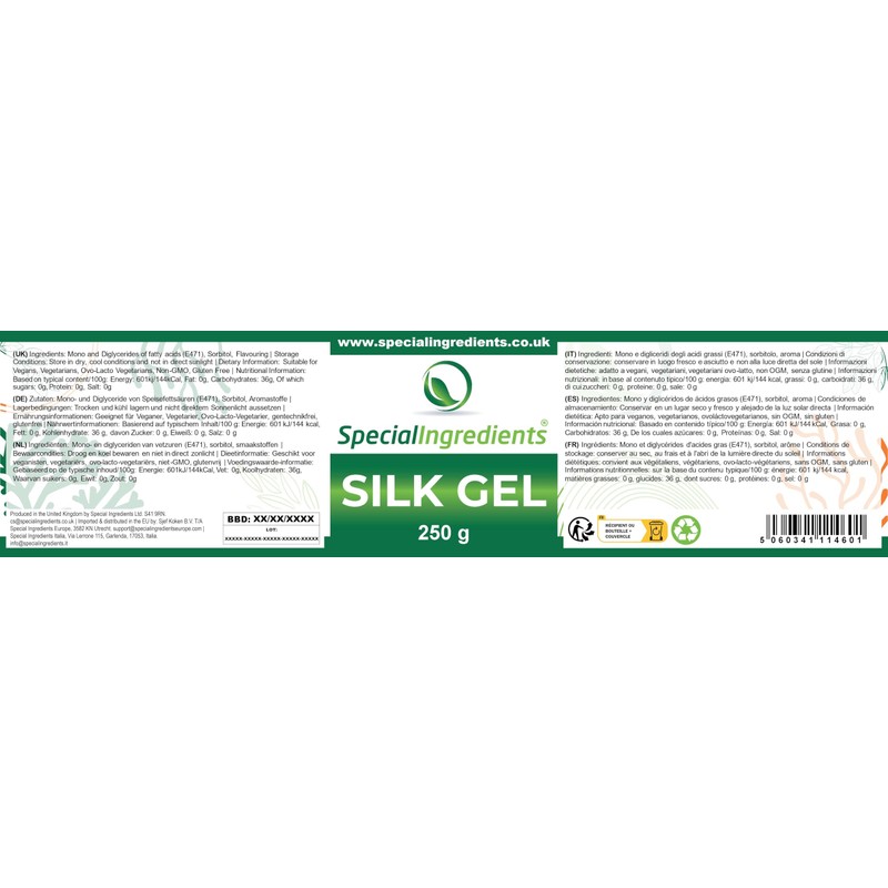 Silk Gel 250g Improve The Texture of Ice Creams, Sorbets,