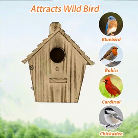Bird House Bird Houses for Outside with Pole Wooden Bird House for Finch Bluebird House Cardinals Hanging Birdhouse Clearance Garden Country Cottages (B8)