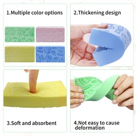 LuckyOpt 2Pcs Body Bath Sponges Set, Super Peeler Body Sponge with Pattern Texture Design, Spa Bath Sponge Removes Dirt from The Body, Shower Sponges for Men Women Adults Exfoliating (Blue+Pink)