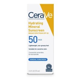 Cerave Hydrating Face Sunscreen Spf 50, Mineral Ligero